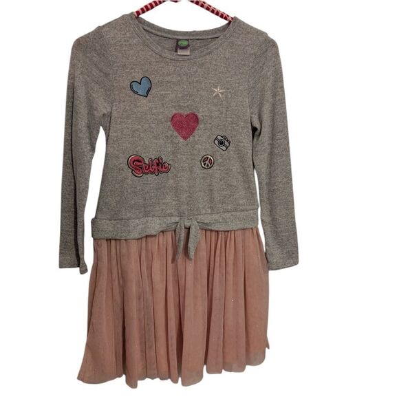 Girls' Gray and Pink Dress with Fun‎ Patches - Picture 3 of 9